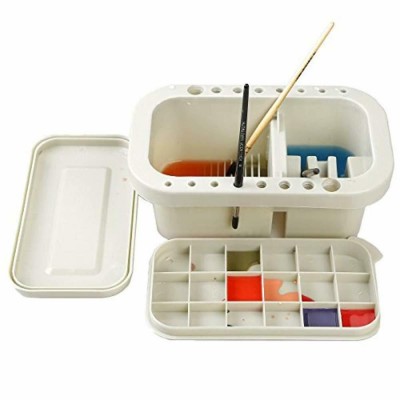 Multifunction Watercolor Paint Brush Basin with Brush Holder and Palette Wash Bucket