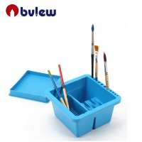 Multifunction artist white square plastic paint brush basin holder for acrylic and watercolor painting