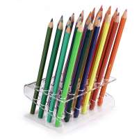 24 Slots Clear Acrylic Pen Pencil Office Display Desk Stand Holder Paint Brush Rack Storage Holder Organizer for Colored Pencils