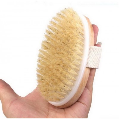 Bamboo Dry Brushing Body brush Organic Spa Exfoliation Scrub Brush with Natural Boar Bristles